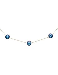 7-8mm Black Cultured Pearl 10K Gold Necklace