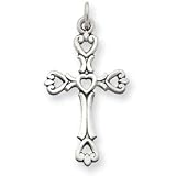Sterling Silver Antiqued Heart Cross Pendant