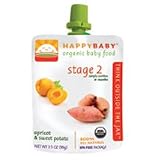 HAPPYBABYOrganicBabyFood,Stage2,Apricot&SweetPotato,3.5OuncePouchs(Packof16)