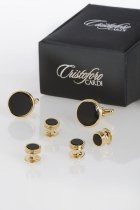 Cristoforo Cardi Black ONYX Cufflink and Stud Set in GOLD Setting