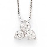 14K White Gold 3-stone Rbc Diamond Necklace D.50tw with 18 Box Chain