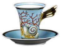 Versace by Rosenthal La Mer Cup & Saucer high