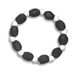 Black Czech Glass/SS Stretch Toe Ring