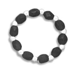 Black Czech Glass Stretch Toe Ring