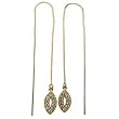 14K Yellow Gold Teardrop CZ Threader Earrings