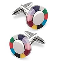 Multi-Striped Circle Cufflinks