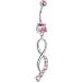 Pink Gemstone Twist Dangle Belly Ring