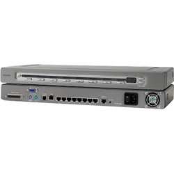 Belkin Omniview SMB 1x8 KVM-over-IP Switch - KVM switch - PS/2 - CAT5 - 8 x KVM port(s) - 1 local user - 1 IP user - desktop - with 8x Belkin OmniView SMB Server Interface Module USB