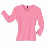 Silver 3/4 Sleeve V-Neck T-Shirt