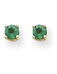 14k Yellow Gold Emerald Post Back Stud Earrings. Gem Wt- 0.56ct