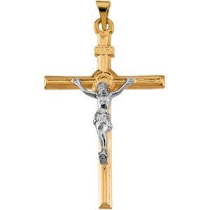 14K Two Tone Gold Crucifix Pendant