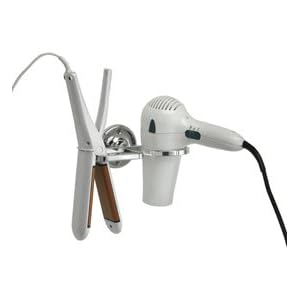 FLAT iron and HAIR dryer HOLDER in POLISHED chrome