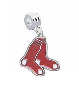 Boston Red Sox Charm with Connector - Universal European Slide On Charm - "Classic & Original Style" Perfect For Bracelets, Necklaces, & DIY Jewelry