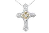 14K 2T Gold 0.60ct Cross Diamond Pendant