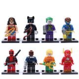 PK The Avengers super heroes minifigures 8pcs per set Wonder Woman Spider Man Bat Man Deadpool The Flash Cat Wonman Clown Free, Colorful