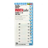 Permanent Self Stick Numbered Index Tabs, 11-20, Side, 1x7/16, White, 104/Pack RET31002