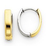 14k Two-tone Gold Oval Hoop Earrings