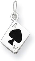 Sterling Silver Enameled Ace of Spades Card Charm