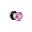 2 Gauge Stainless Steel Pink Cubic Zirconia Plug