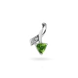 14K White Gold Genuine Trillion Peridot Ribbon Pendant