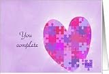 Valentine's Day, love, romance, heart, puzzle, jigsaw Card