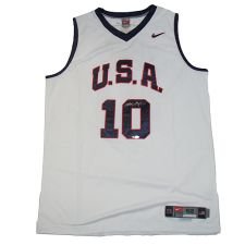 Kobe Bryant Autographed White Team USA Jersey with Team USA Inscription