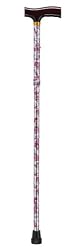 Improving Lifestyles Cane Adjustable Folding with Floral Print and Plastic Pouch Lightweight
