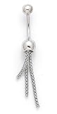 14KW BELLY RING 3 DANG CHAINS - ES-1256