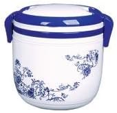Chinese Blue And White Round 3-Compartment Microwave Safe Food Container with Lid/Divided Plate/Bento Box/Lunch Tray with Cover With Handle Grip, 1-Pack (white and blue)