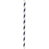 Aardvark 61520035 Paper Drinking Straw, 7/32" Diameter x 7-3/4" Length, Navy Blue Stripe (8 Boxes of 600)