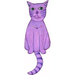 Cat Wall Clock - Violet (Violet) (19 tall) by Pink Cloud