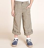 Linen Blend Adjustable Waist Roll Up Trousers