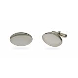 Eve's Addiction Mens Oval Style Stainless Steel Cufflinks