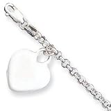 Sterling Silver Heart Charm Childs Bracelet - 6 inch