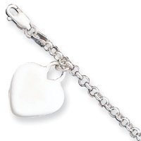 Buy Sterling Silver Heart Charm Childs Bracelet - 6 inch by A Great Jewelry Co.