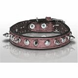 Top Dog Spiked Pink Leather Dog Collar 5/8 x 14 inch