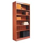 ALERA Square Corner Bookcase, Finished Back, Wood Veneer, 7-Shelf, 36x12x84, Cherry by Alera