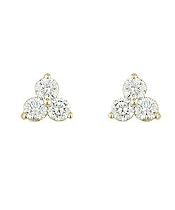 14K White Gold 1/2 Carat Diamond Three-Stone Triangle Earrings (H-I-J,I2-I3)