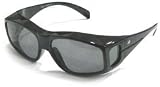 Birdz Eyewear The Beak - Glossy Black Frame Great fit over eyeglasses Sunglasses With 1.1mm POLARIZED Smoke Lenses