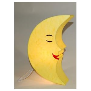 Freestanding Yellow Paper Moon Night Light Table Lamp by Continental