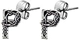 Celtic Letter "P" Pewter Stud Earrings
