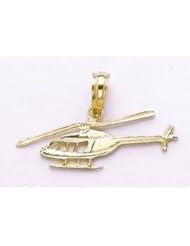 Gold Misc Travel Charm Pendant Helicopter Cut-out Windows Flat