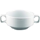 Porcelain Whiteware Crockery Set - Soup / Cereal Bowl with Handles 10.5cm 4 14oz (Box 6)