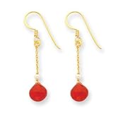 Sterling Silver & Vermeil Red Chalcedony & White Cultured Pearl Earrings - QE5588