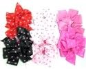 Twelve Piece Set of 5" Assorted Polka Dot Ribbon Salon Clips