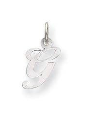 14k White Gold Small Fancy Script Initial G Charm. Gold Wt- 0.34g.