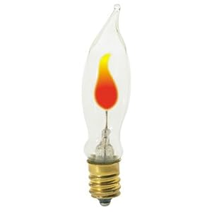 Bulbrite F3CFC 15 Flicker 3W Flame Tip Chandelier Bulb, Candelabra Base (CA5)