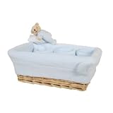 Tuc Tuc Nursery Basket with Blue Liner. Natural Wicker Basket for baby's room. Moons and Stars Collection.