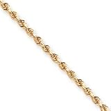 10k 3.5mm Handmade Diamond-cut Rope Chain Necklace - 30 Inch