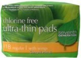 Health & Personal Care : Seventh Generation Chlorine Free Maxi Pads, Ultra Thin Regular with Wings, 18-Count Packages (Pack of 3)